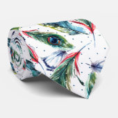 Kleurrijke Peacock Feathers Patroon Stropdas (Opgerold)