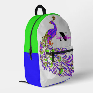 Kleurrijke Peacock Graphic Gepersonaliseerde Rugza Bedrukte Rugzak