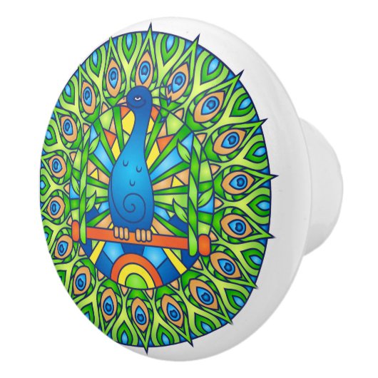 Kleurrijke Peacock Mandala Keramische Pull Knop (Rechts)