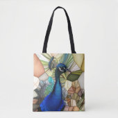 Kleurrijke Peacock Mozaïek Canvas tas (Voorkant)