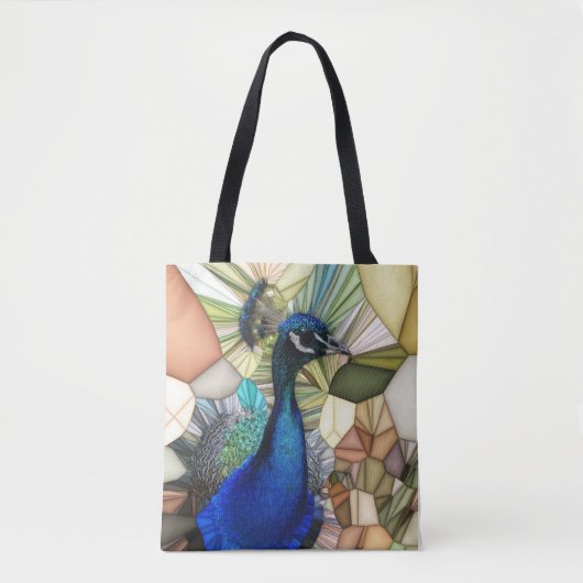 Kleurrijke Peacock Mozaïek Canvas tas (Voorkant)