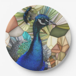 Kleurrijke Peacock Mozaïek Papier Borden Papieren Bordje