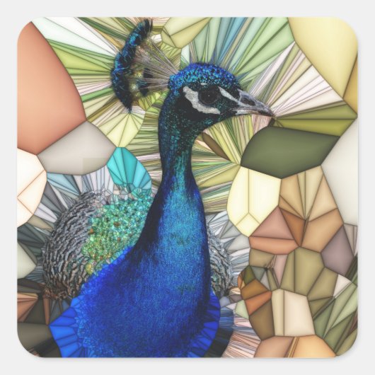 Kleurrijke Peacock Mozaïek Stickers (Voorkant)