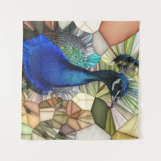 Kleurrijke Peacock Mozaïek Tapestry Wandkleed (Voorkant (horizontaal))