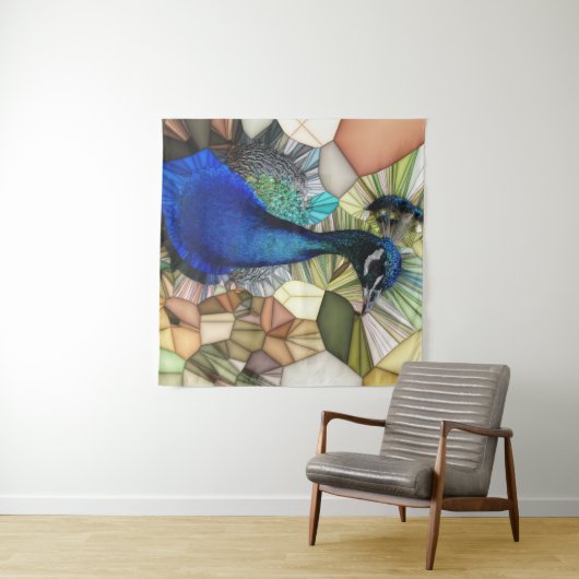 Kleurrijke Peacock Mozaïek Tapestry Wandkleed (In Situ (horizontaal))