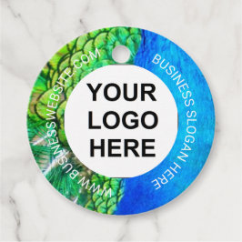 Kleurrijke peacockveren textuur bedankjes labels