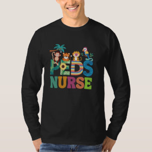 Kleurrijke Peds Verpleegkundige Leuke Dieren PEDS  T-shirt