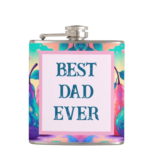 Kleurrijke peer met beste vader ooit heupfles (Voorkant)