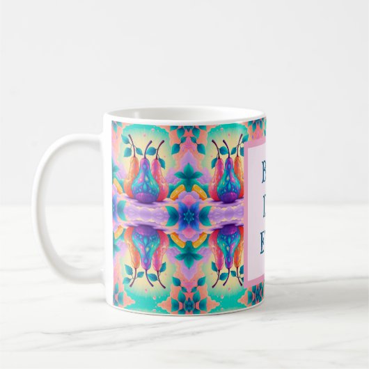 Kleurrijke peer met beste vader ooit koffiemok (Links)