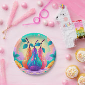 Kleurrijke peer papieren bordje (Feest)