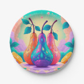 Kleurrijke peer papieren bordje (Voorkant)