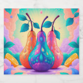 Kleurrijke peer sparkling wijnetiket (Enkel label)