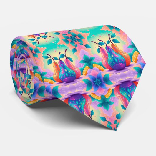 Kleurrijke peer voor Vaderdag Stropdas (Opgerold)