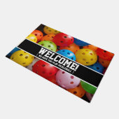 Kleurrijke pekelballen, aangepaste tekst deurmat (Schuin)