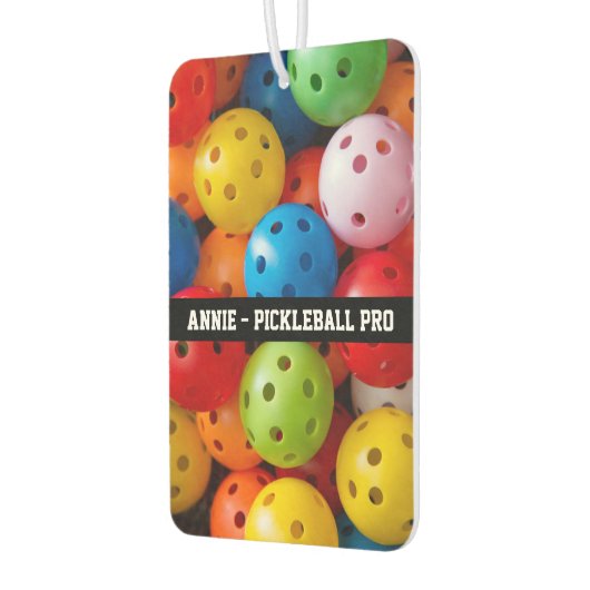 Kleurrijke pekelballen, aangepaste tekst luchtverfrisser (Links)