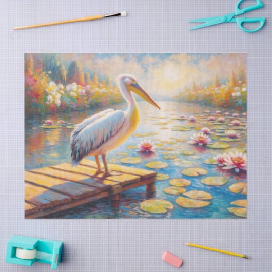 Kleurrijke Pelican Decoupage Tissuepapier (Craft)