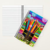 Kleurrijke Pencil Daisy Bubble Butterfly College Notitieboek (Binnen)