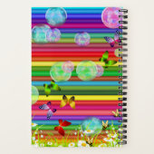 Kleurrijke Pencil Daisy Bubble Butterfly College Notitieboek (Achterkant)