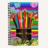 Kleurrijke Pencil Daisy Bubble Butterfly College Notitieboek (Voorkant)