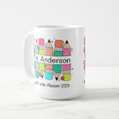 Kleurrijke Pencil Teacher Naam Koffiemok (Voorkant links)