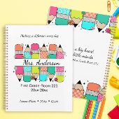 Kleurrijke Pencil Teacher Name Classroom Planner