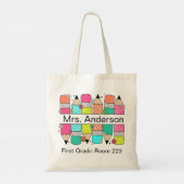 Kleurrijke Pencil Teacher Name Classroom Tote Bag (Achterkant)