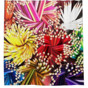 Kleurrijke Pencils Paars Blauw Geel Groen Rood Roz Douchegordijn
