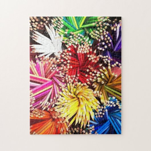 Kleurrijke Pencils Paars Blauw Geel Groen Rood Roz Legpuzzel (Verticaal)