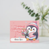 Kleurrijke Penguin Valentijnsdag Briefkaart (Staand voorkant)