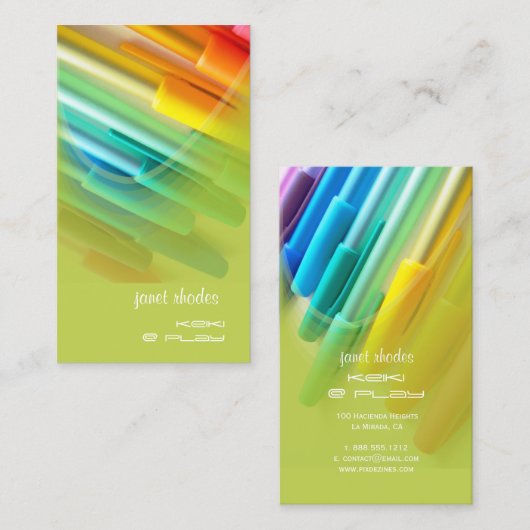Kleurrijke pennen/ontwerper visitekaartje (Voorkant / Achterkant)