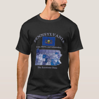 Kleurrijke Pennsylvania County Kaart Vlag Motto Ni T-shirt