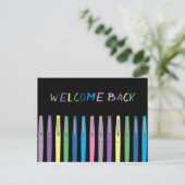 Kleurrijke Pens Zwart Back-to-School Briefkaart (Staand voorkant)