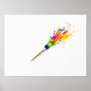 Kleurrijke penseel-explosie Artistieke spat kunst Poster