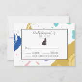 Kleurrijke penseelstreek en Silhouette RSVP Kaartje (Voorkant)