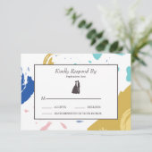 Kleurrijke penseelstreek en Silhouette RSVP Kaartje (Staand voorkant)