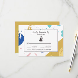 Kleurrijke penseelstreek en Silhouette RSVP Kaartje