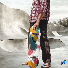 Kleurrijke penseelstreek - minimalistisch Abstract Persoonlijk Skateboard