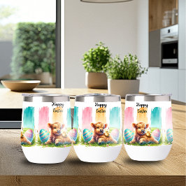 Kleurrijke penseelstreek Paas Koe Wine Tumbler