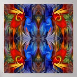 Kleurrijke penseelstreken en -vormen Abstract Poster