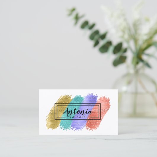 Kleurrijke penseelstreken en zwart Lijst ID450 Visitekaartje (Staand voorkant)
