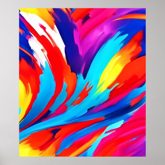 Kleurrijke penseelstreken kunst poster (Voorkant)