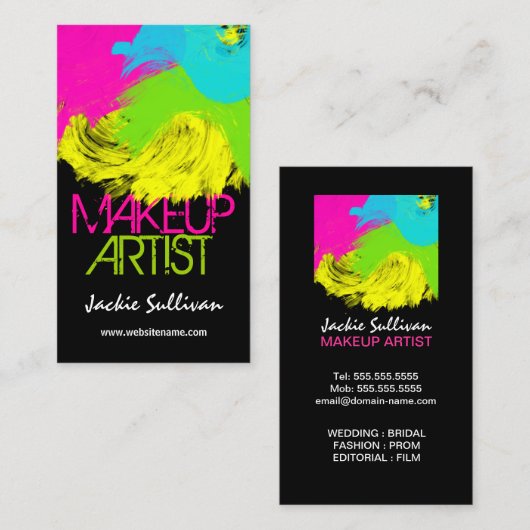 Kleurrijke penseelstreken maken artiest visitekaartje (Voorkant / Achterkant)
