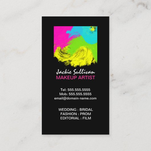 Kleurrijke penseelstreken maken artiest visitekaartje (Achterkant)