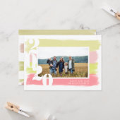 Kleurrijke penseelstreken moderne foto nieuwjaarsk kaart (Voorkant / Achterkant in situ)