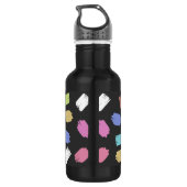Kleurrijke penseelstreken op zwart patroon waterfles  (Achterkant)