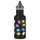 Kleurrijke penseelstreken op zwart patroon waterfles  (Links)