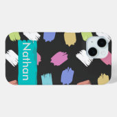 Kleurrijke penseelstreken op zwart-persoonlijk Case-Mate iPhone case (Achterkant (horizontaal))