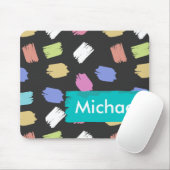 Kleurrijke penseelstreken op zwart-persoonlijk muismat (Met muis)