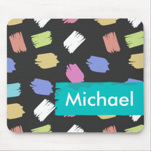 Kleurrijke penseelstreken op zwart-persoonlijk muismat