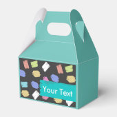 Kleurrijke penseelstreken op zwarte aangepaste tek bedankdoosjes (Voorkant Zijde)